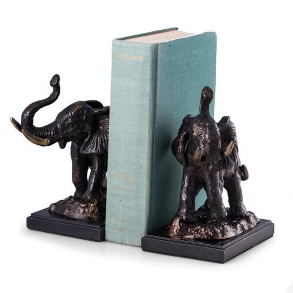 Elephant Trunks Up Brass Bookends Statuary Artwork Metal Statues